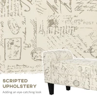 HOMCOM 42" Ottoman Bench, Modern Linen Armed Entryway Bench, Signature Print with Cream White Parchment Background(m-4)