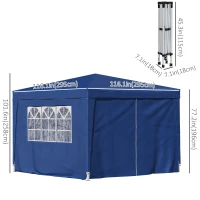 Outsunny 10'x10' Outdoor Pop Up Party Tent Wedding Gazebo Canopy with Carrying Bag (Blue)(m-3)