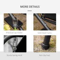 Outsunny 2 Seat Modern Outdoor Swing Chairs With Handrails and Removable Canopy - Black(m-5)