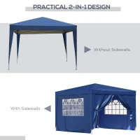 Outsunny 10'x10' Outdoor Pop Up Party Tent Wedding Gazebo Canopy with Carrying Bag (Blue)(m-4)