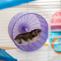 PawHut 31" Large Hamster Cage, Small Animal House, Multi-storey Gerbil Haven, Tunnel Tube System, with Water Bottle, Exercise Wheel, Food Dish, Ramps, Black(m-8)