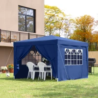 Outsunny 10'x10' Outdoor Pop Up Party Tent Wedding Gazebo Canopy with Carrying Bag (Blue)(m-10)