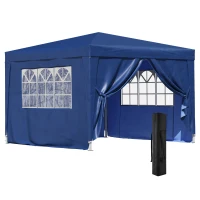 Outsunny 10'x10' Outdoor Pop Up Party Tent Wedding Gazebo Canopy with Carrying Bag (Blue)(m-2)