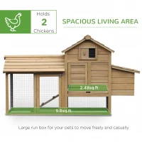 PawHut 59" Small Wooden Chicken coop Hen House Poultry Cage for Outdoor Backyard with 2 Doors, Nesting Box and Removable Tray, Natural Wood(m-4)