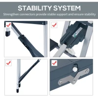 Outsunny 53" Portable Camping Table with 4 seat Portable Folding, Aluminum Picnic Table with Chairs and Umbrella Hole, Grey(m-7)