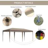 Outsunny 9.6' x 19.5' Outdoor Gazebo Pop Up Canopy Party Tent with Carrying Bag, Coffee(m-5)