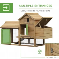 PawHut 59" Small Wooden Chicken coop Hen House Poultry Cage for Outdoor Backyard with 2 Doors, Nesting Box and Removable Tray, Natural Wood(m-5)