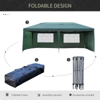 Outsunny 10' x 20' Outdoor Gazebo Canopy Party Wedding Party Tent with 4 Removable Sidewalls - Green(m-5)