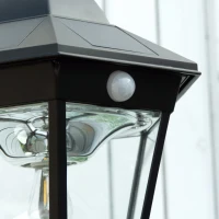 Outsunny 76.5" Solar Lamp Post Light, Dusk to Dawn Vintage Style Street Light, Aluminum Solar Powdered Lamp, PIR Motion Sensor for Garden, Lawn, Pathway, Driveway, Black(m-9)