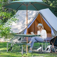 Outsunny 53" Camping Table and Chairs, Foldable with 4 seat Plastic Portable Compact Suitcase, Camping Table Set with Umbrella Hole, Green(m-2)