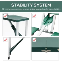 Outsunny 53" Camping Table and Chairs, Foldable with 4 seat Plastic Portable Compact Suitcase, Camping Table Set with Umbrella Hole, Green(m-6)