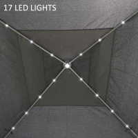 Outsunny 11'x11' Pop Up Gazebo Canopy Tent with Solar LED Light, Zippered Mesh Sidewalls, Grey(m-5)