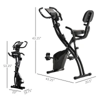 Soozier Exercise Bike Folding Upright Recumbent Stationary Cycling w/ Resistance Band(m-3)