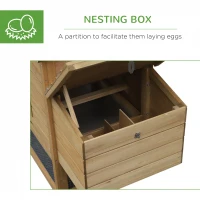PawHut 59" Small Wooden Chicken coop Hen House Poultry Cage for Outdoor Backyard with 2 Doors, Nesting Box and Removable Tray, Natural Wood(m-6)