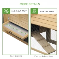 PawHut 59" Small Wooden Chicken coop Hen House Poultry Cage for Outdoor Backyard with 2 Doors, Nesting Box and Removable Tray, Natural Wood(m-7)