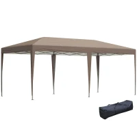 Outsunny 9.6' x 19.5' Outdoor Gazebo Pop Up Canopy Party Tent with Carrying Bag, Coffee(m-1)