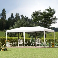 Outsunny 10' x 20' Pop Up Canopy Outdoor Gazebo Party Tent with Carrying Bag, White(m-2)