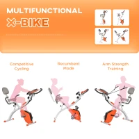 Soozier Exercise Bike Folding Upright Recumbent Stationary Cycling w/ Resistance Band(m-7)