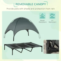 PawHut 48" x 36" Elevated Portable Dog Cot Cooling Pet Bed with UV Protection Canopy Shade(m-5)