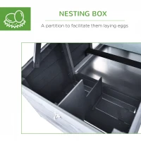 PawHut 59" Small Wooden Chicken coop Hen House Poultry Cage for Outdoor Backyard with 2 Doors, Nesting Box and Removable Tray, Gray(m-6)