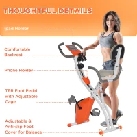 Soozier Exercise Bike Folding Upright Recumbent Stationary Cycling w/ Resistance Band(m-9)