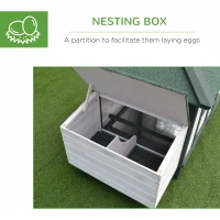 PawHut 77" Wooden Chicken Coop Hen House Poultry Cage with Weatherproof Roof, Nesting Box, Enclosed Run and Removable Tray for Outdoor Backyard, Green(m-6)