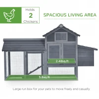 PawHut 59" Small Wooden Chicken coop Hen House Poultry Cage for Outdoor Backyard with 2 Doors, Nesting Box and Removable Tray, Gray(m-4)