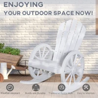 Outsunny Rustic Wood Adirondack Rocking Patio Chair w/ Slatted Design, Wheel Armrests(m-5)