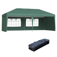 Outsunny 10' x 20' Outdoor Gazebo Canopy Party Wedding Party Tent with 4 Removable Sidewalls - Green(m-1)
