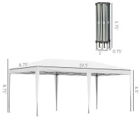 Outsunny 10' x 20' Pop Up Canopy Outdoor Gazebo Party Tent with Carrying Bag, White(m-3)