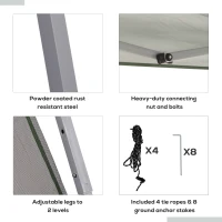 Outsunny 12' x 12' Pop Up Canopy, Foldable Canopy Tent with Carrying Bag, Mesh Sidewalls and 3-Level Adjustable Height for Outdoor, Garden, Patio, Party, Green(m-6)