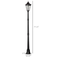 Outsunny 76.5" Solar Lamp Post Light, Dusk to Dawn Vintage Style Street Light, Aluminum Solar Powdered Lamp, PIR Motion Sensor for Garden, Lawn, Pathway, Driveway, Black(m-3)