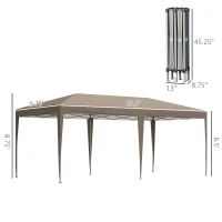 Outsunny 9.6' x 19.5' Outdoor Gazebo Pop Up Canopy Party Tent with Carrying Bag, Coffee(m-3)