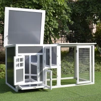 PawHut 63" Chicken Coop Wooden Chicken House Rabbit Hutch Poultry Cage Hen Pen Backyard PC Roof with Run Box(m-8)