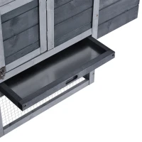 PawHut 59" Small Wooden Chicken coop Hen House Poultry Cage for Outdoor Backyard with 2 Doors, Nesting Box and Removable Tray, Gray(m-11)