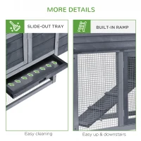 PawHut 59" Small Wooden Chicken coop Hen House Poultry Cage for Outdoor Backyard with 2 Doors, Nesting Box and Removable Tray, Gray(m-7)