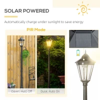 Outsunny 76.5" Solar Lamp Post Light, Dusk to Dawn Vintage Style Street Light, Aluminum Solar Powdered Lamp, PIR Motion Sensor for Garden, Lawn, Pathway, Driveway, Black(m-5)