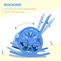 Outsunny Rustic Wood Adirondack Rocking Patio Chair w/ Slatted Design, Wheel Armrests, Blue(m-4)