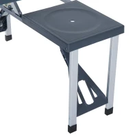 Outsunny 53" Portable Camping Table with 4 seat Portable Folding, Aluminum Picnic Table with Chairs and Umbrella Hole, Grey(m-9)