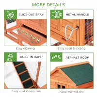 PawHut 124" Dual Chicken Coop Wooden Large Chicken House Rabbit Hutch Hen Poultry Cage Backyard with Outdoor Ramps and Nesting Boxes(m-7)