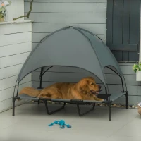 PawHut 48" x 36" Elevated Portable Dog Cot Cooling Pet Bed with UV Protection Canopy Shade(m-2)