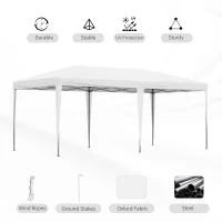 Outsunny 10' x 20' Pop Up Canopy Outdoor Gazebo Party Tent with Carrying Bag, White(m-6)