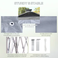 Outsunny 11'x11' Pop Up Gazebo Canopy Tent with Solar LED Light, Zippered Mesh Sidewalls, Grey(m-8)