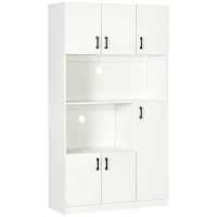 HOMCOM 71" Freestanding Pantry, Kitchen Buffet with Hutch, Modern Storage Cabinet, Microwave Cabinets with Doors and Adjustable Shelf,  White(m-1)