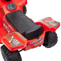 Aosom 6V Battery Powered Electric ATV, Quad Four Wheeler Ride On Toy Car w/ LED Headlights for Kids Toddlers, Red(m-9)