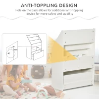 HOMCOM Kids Bookcase Multi-Shelf Book Rack with Mobile Drawer for Books, Toys, White(m-4)