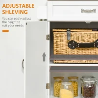 HOMCOM Foldable Kitchen Island with Storage Drawer, Farmhouse Style Rolling Utility Cart, Coffee Bar Cabinet on Wheels with Drop-Leaf Wood Top, White(m-6)