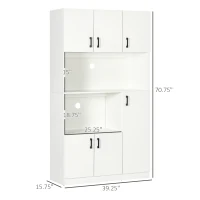 HOMCOM 71" Freestanding Pantry, Kitchen Buffet with Hutch, Modern Storage Cabinet, Microwave Cabinets with Doors and Adjustable Shelf,  White(m-3)