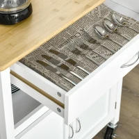HOMCOM Kitchen Cart, Utility Trolley, Small Kitchen Island with Storage Drawer & Side Hooks for Dining Room, White(m-9)