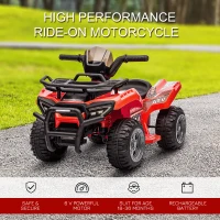 Aosom 6V Battery Powered Electric ATV, Quad Four Wheeler Ride On Toy Car w/ LED Headlights for Kids Toddlers, Red(m-4)